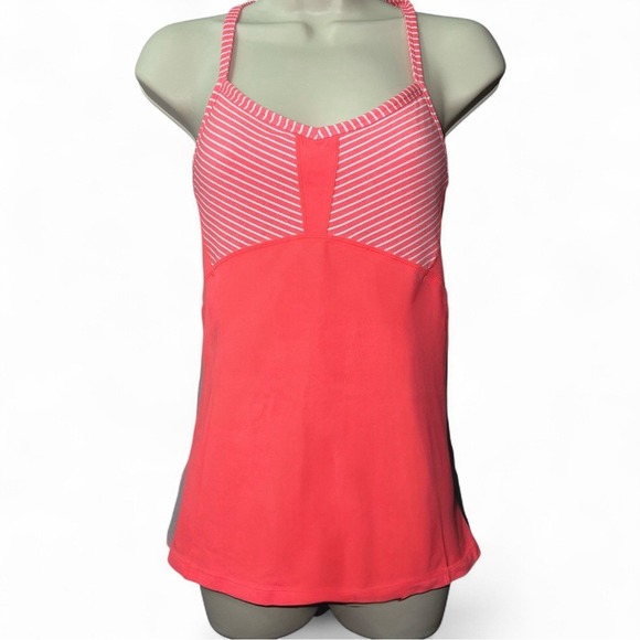 Athleta Tops - Athleta Fulfillment Tank Coral‎ Striped Racerback Bra Shelf Size Small Women's